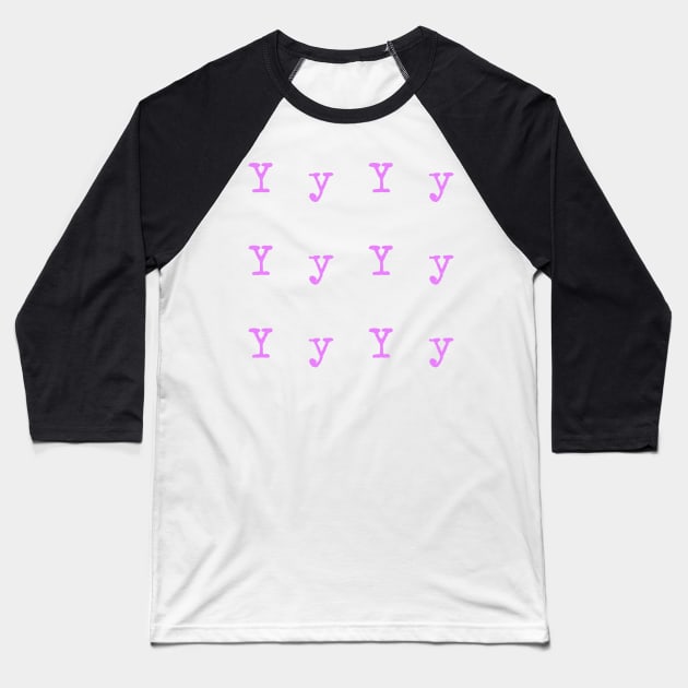 Pink Typewriter Letter Y Baseball T-Shirt by anacarminda